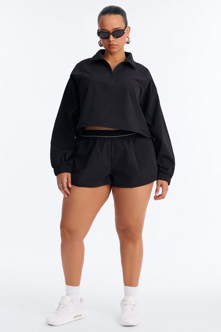 Alora Windbreaker Lounge Quarter Zip - Black