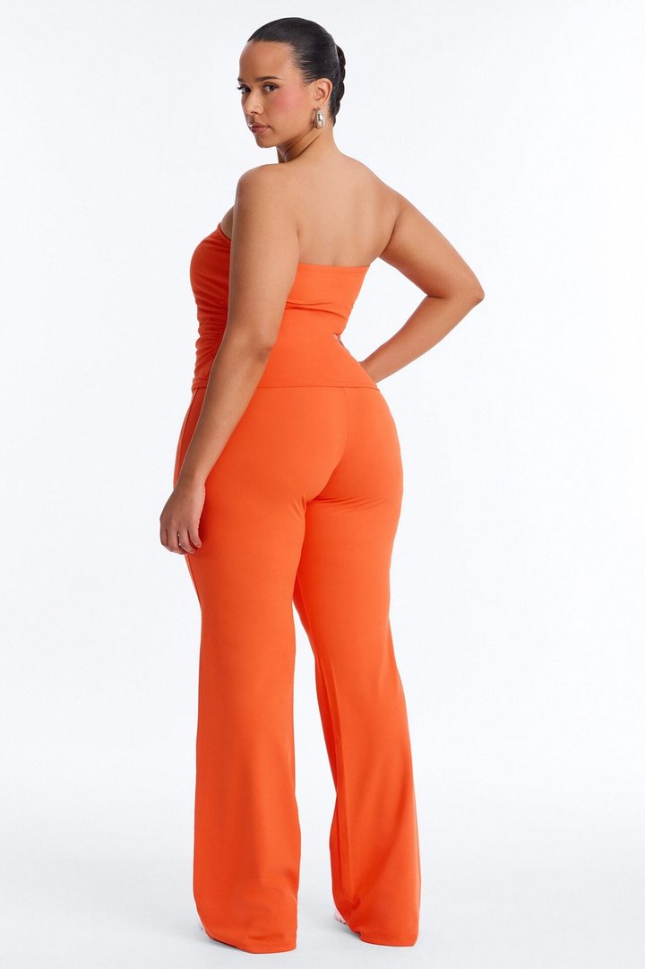 Just Vibes Strapless Pant Set - Tomato Red