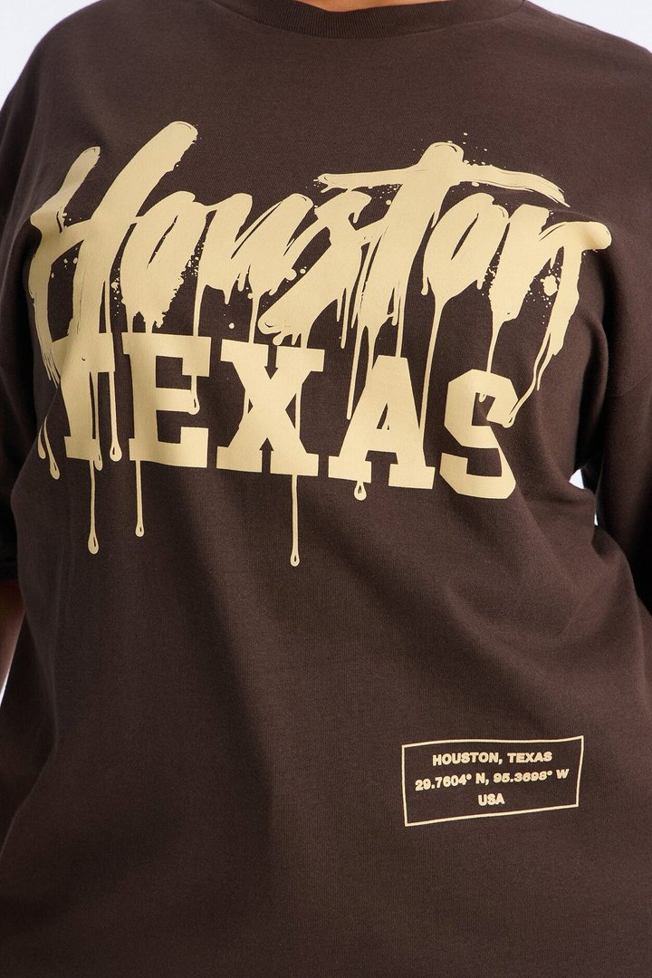 Houston Drip Tee - Brown