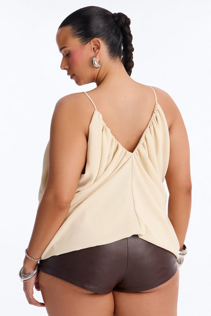 Wild In Bloom Ruched Chiffon Top - Cream