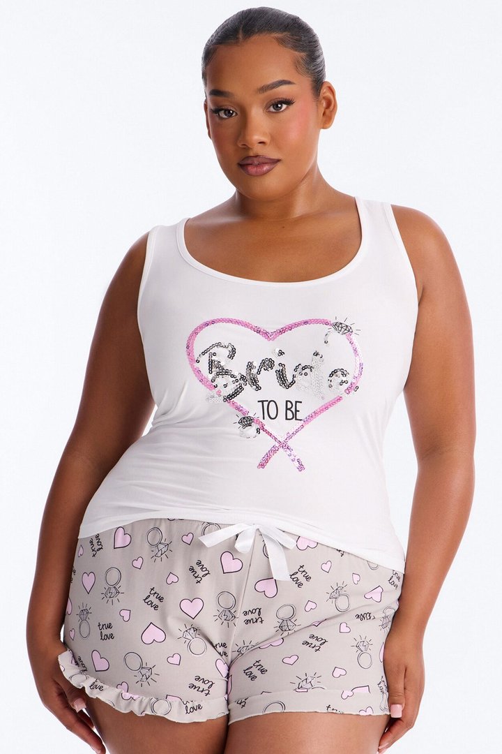 Bridal Era Tank & Short PJ Set - White/combo