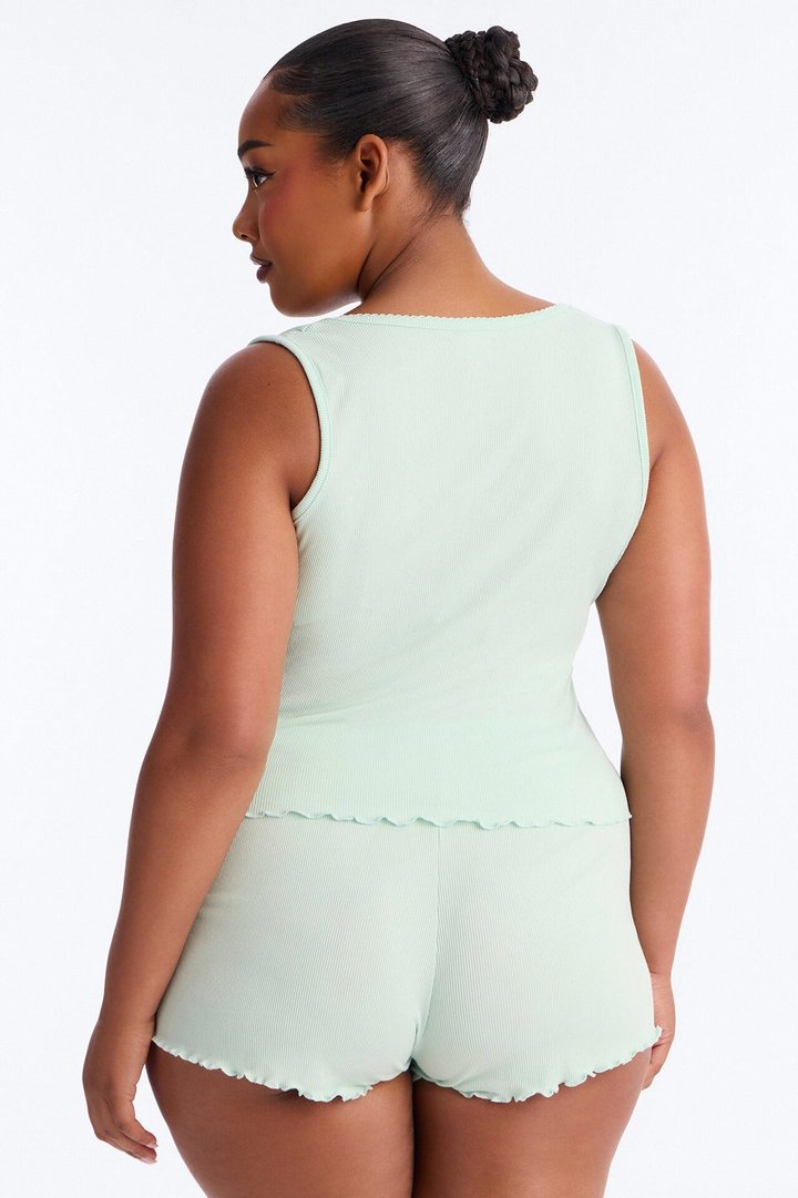 Smooth To Touch Ribbed PJ Short Set - Sage