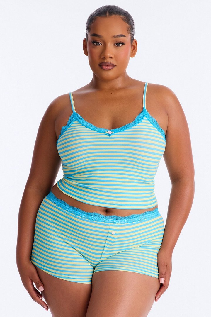 Stick With Me Striped PJ Short Set - Yellow/combo