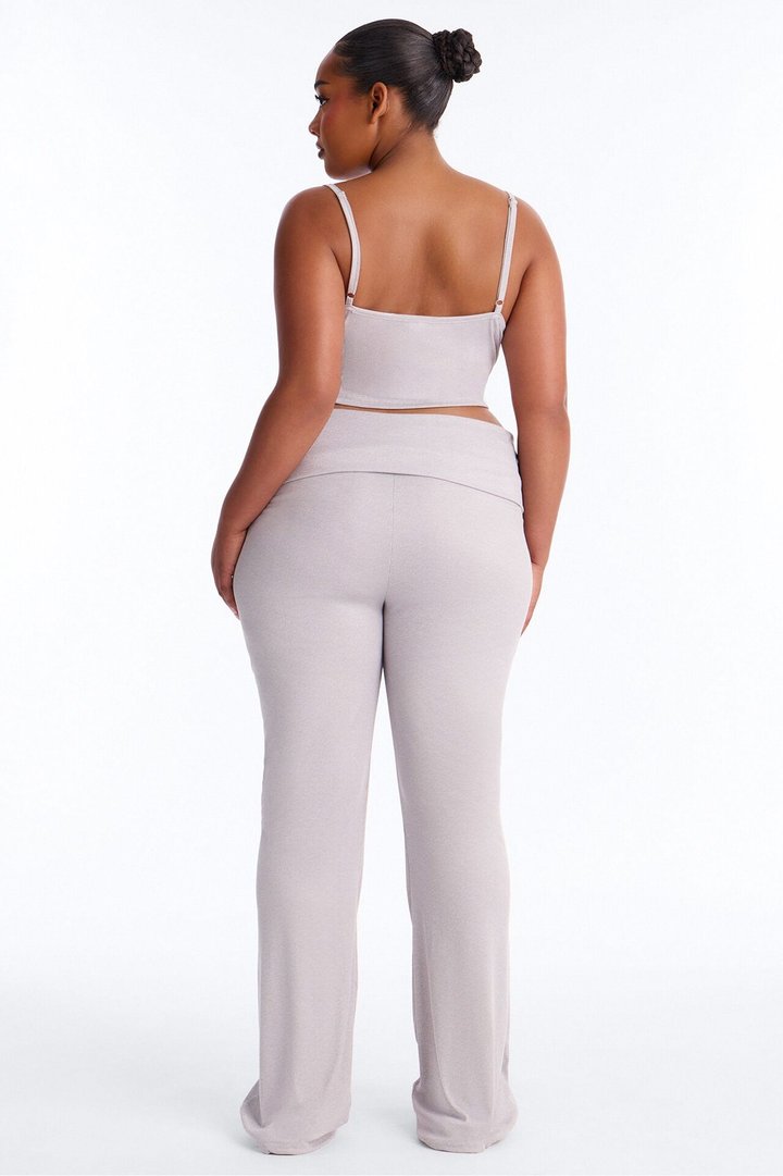 Falling For You Foldover PJ Pant Set - Heather Grey