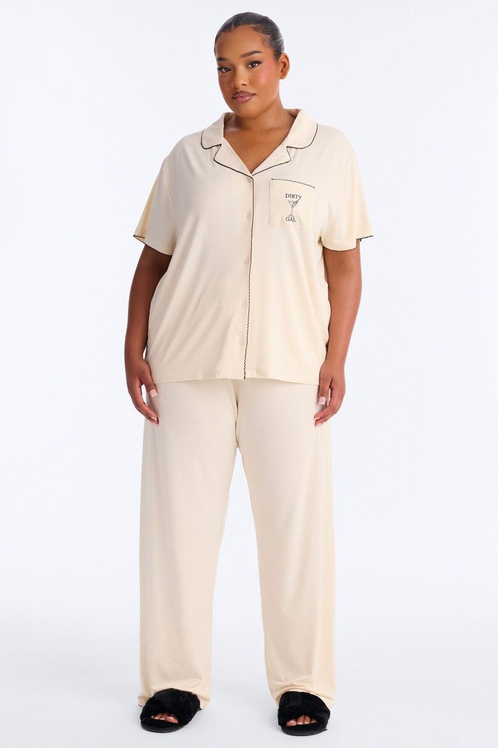 She Likes It Dirty PJ Pant Set - Cream/combo