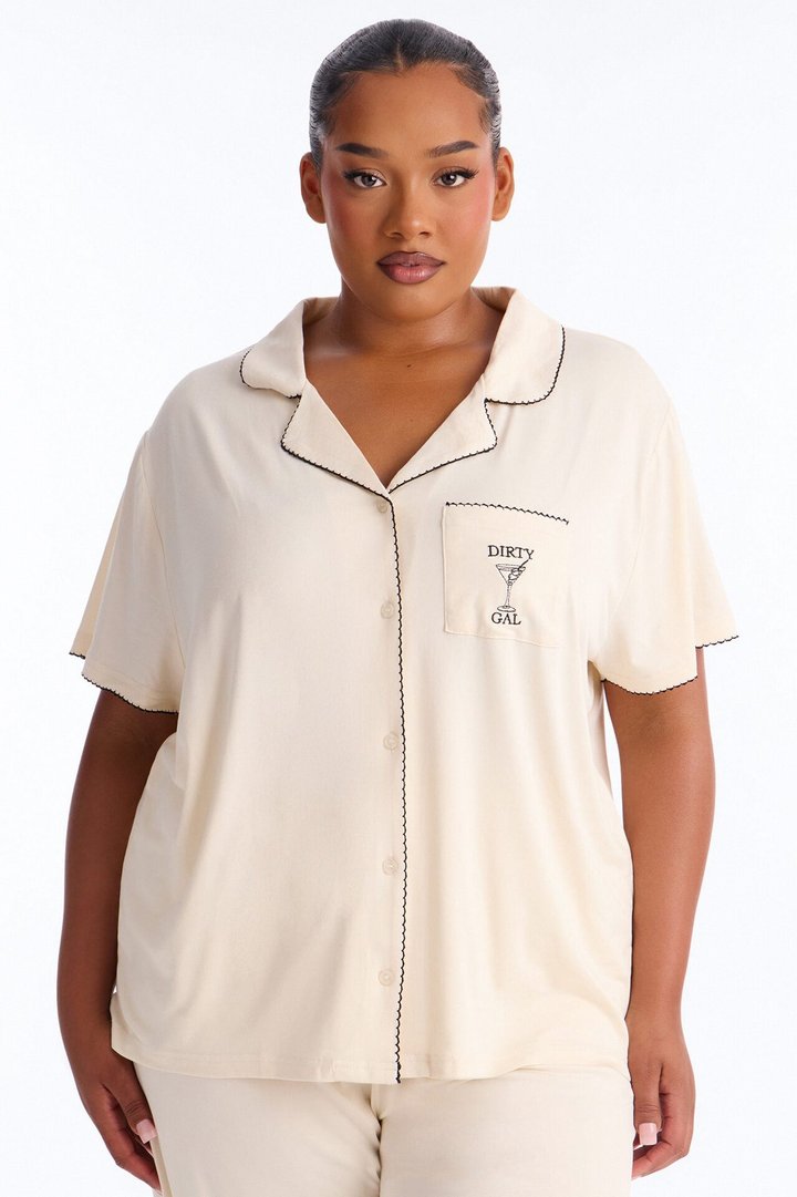 She Likes It Dirty PJ Pant Set - Cream/combo