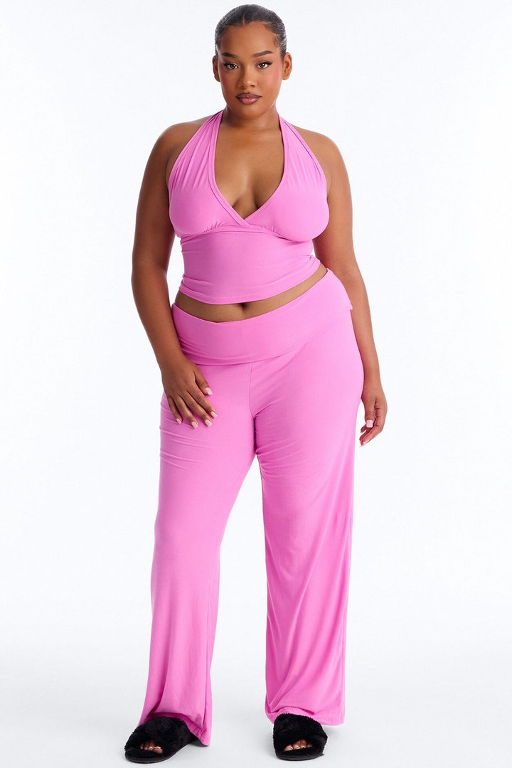 Stay Cozy Halter PJ Pant Set - Pink