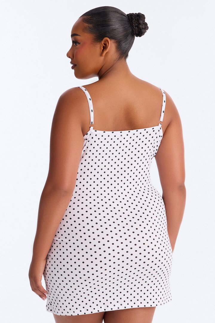 Stay Fresh Polka Dot PJ Sleep Dress - White/Black