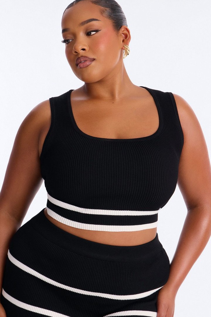 Renee Striped Sweater Ruffle Maxi Skirt Set - Black