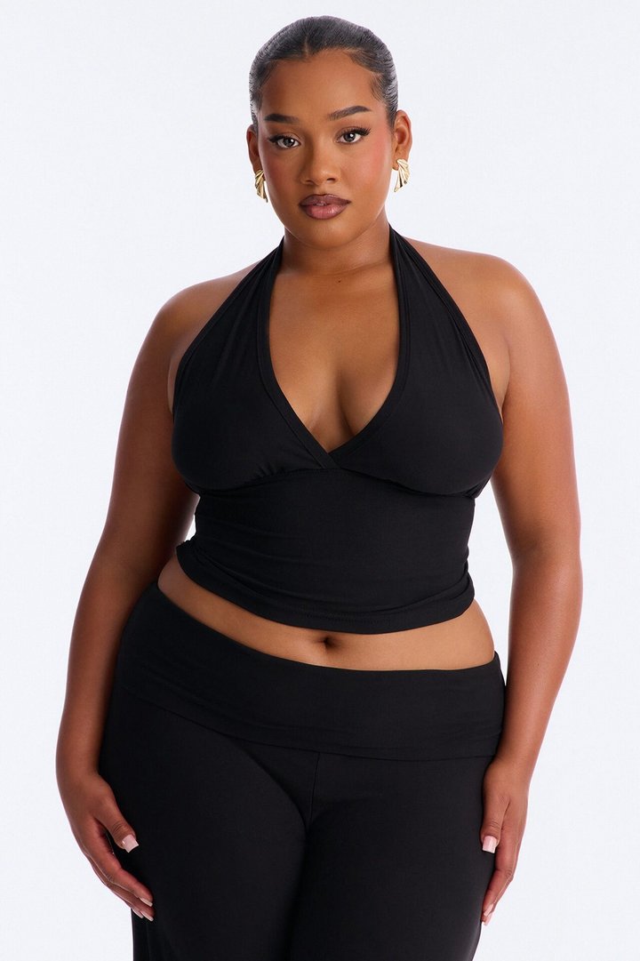Stay Cozy Halter PJ Pant Set - Black