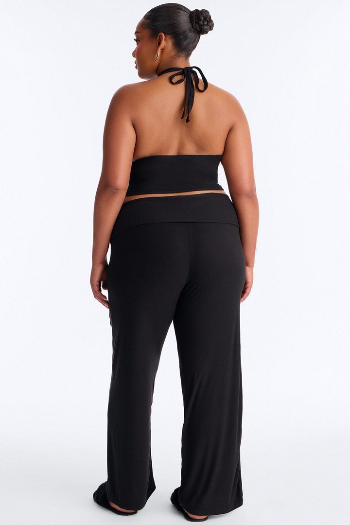 Stay Cozy Halter PJ Pant Set - Black