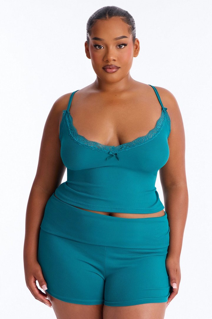 Romance Vibes Foldover PJ Short Set - Jade
