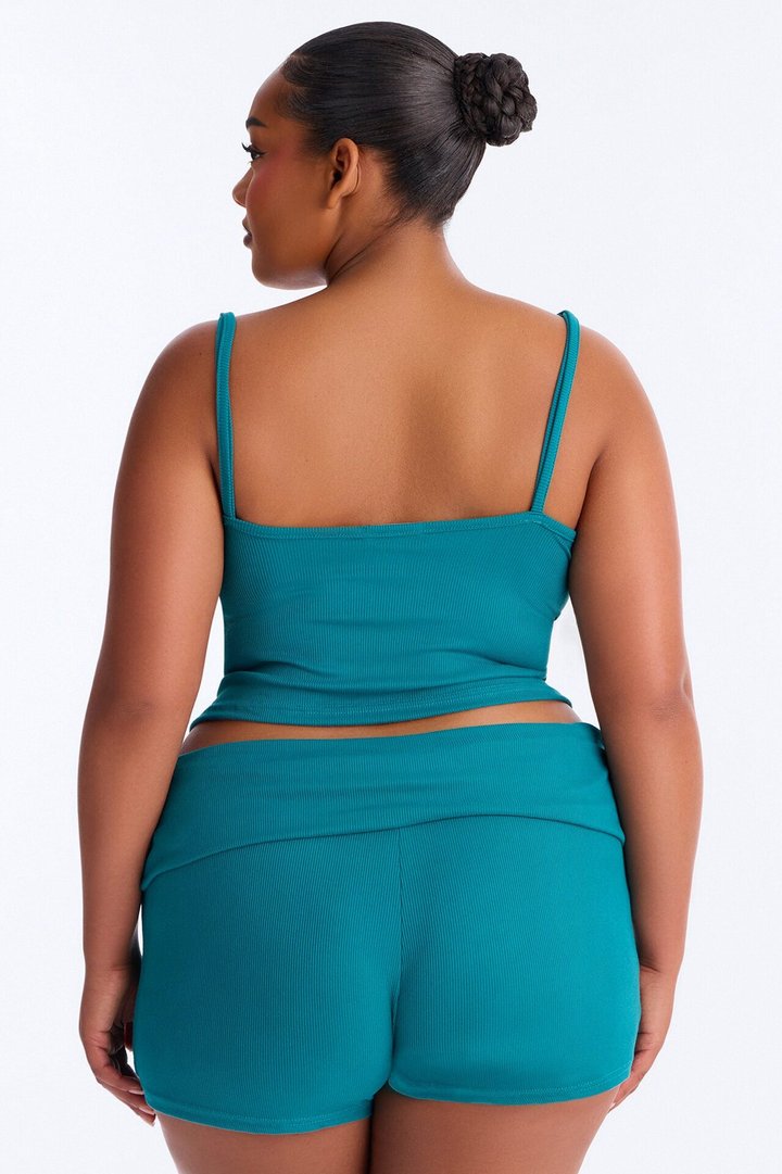 Romance Vibes Foldover PJ Short Set - Jade