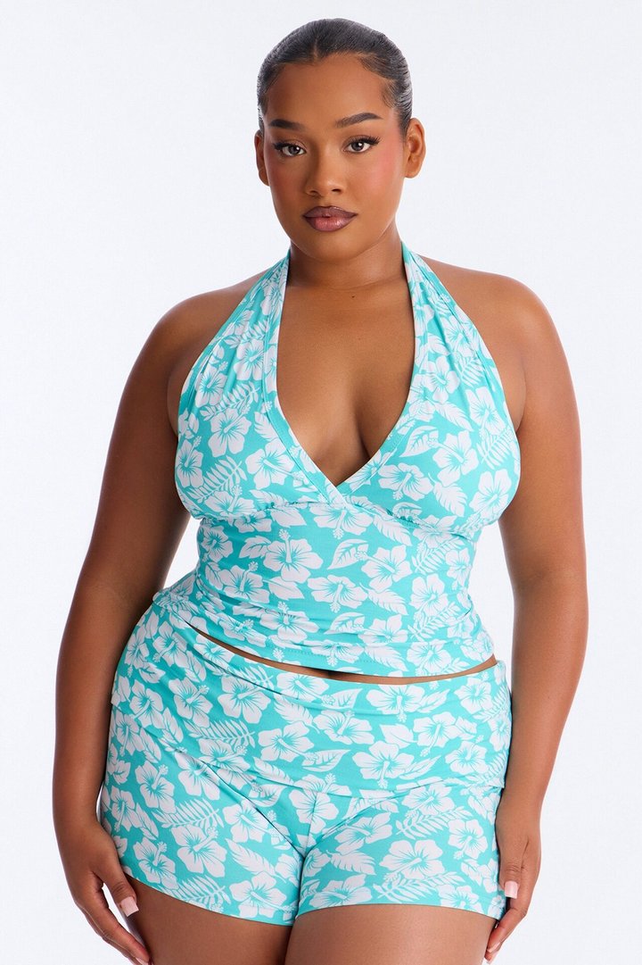 Tropical Beauty PJ Short Set - Turquoise/combo