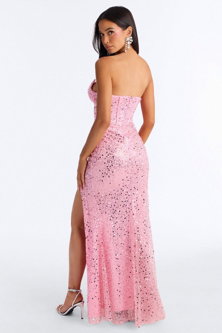 Juliana Embellished Corset Gown - Pink