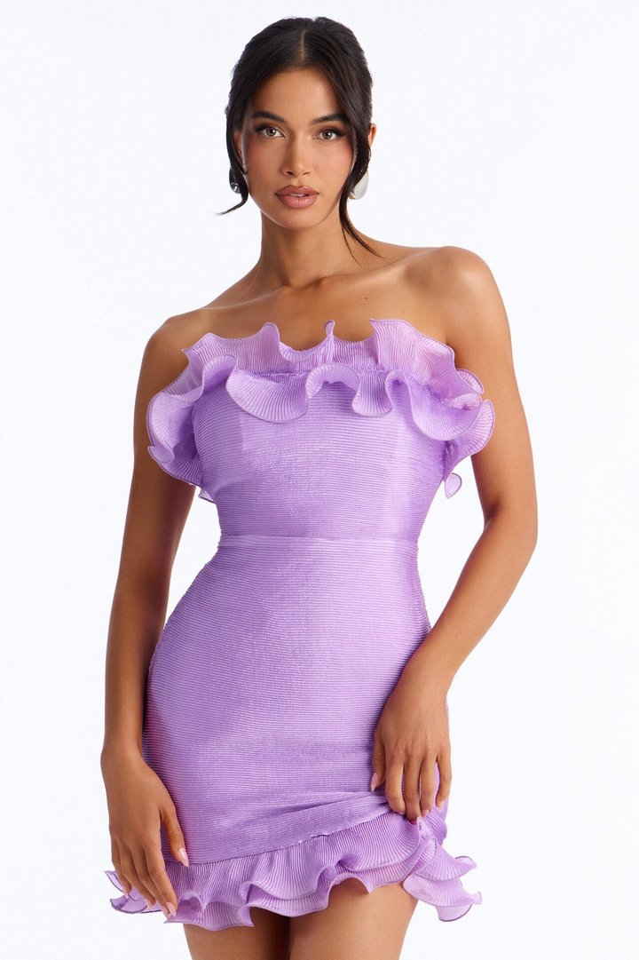 Hitting The Town Organza Mini Dress - Lavender