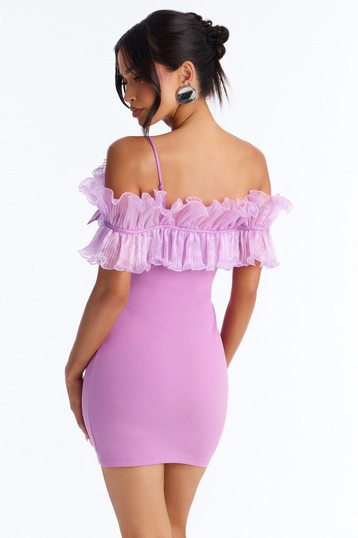 Mind Ur Business Ruffle Mini Dress - Lavender