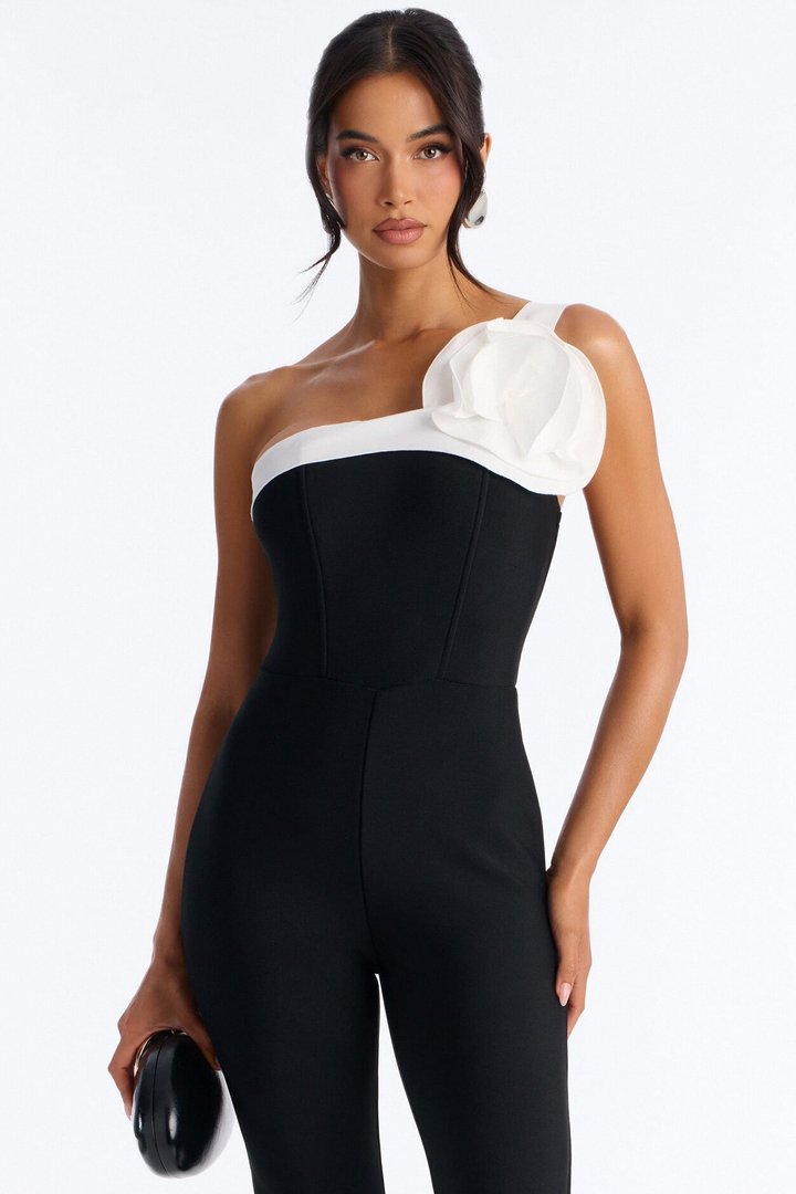 Short Fraya Bandage Flare Jumpsuit - Black