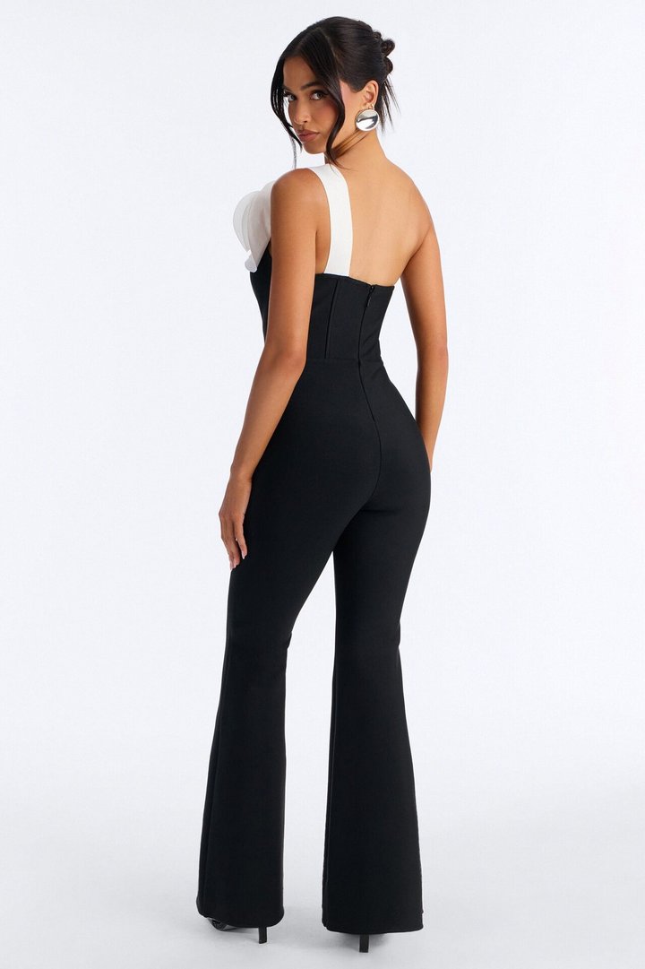 Short Fraya Bandage Flare Jumpsuit - Black