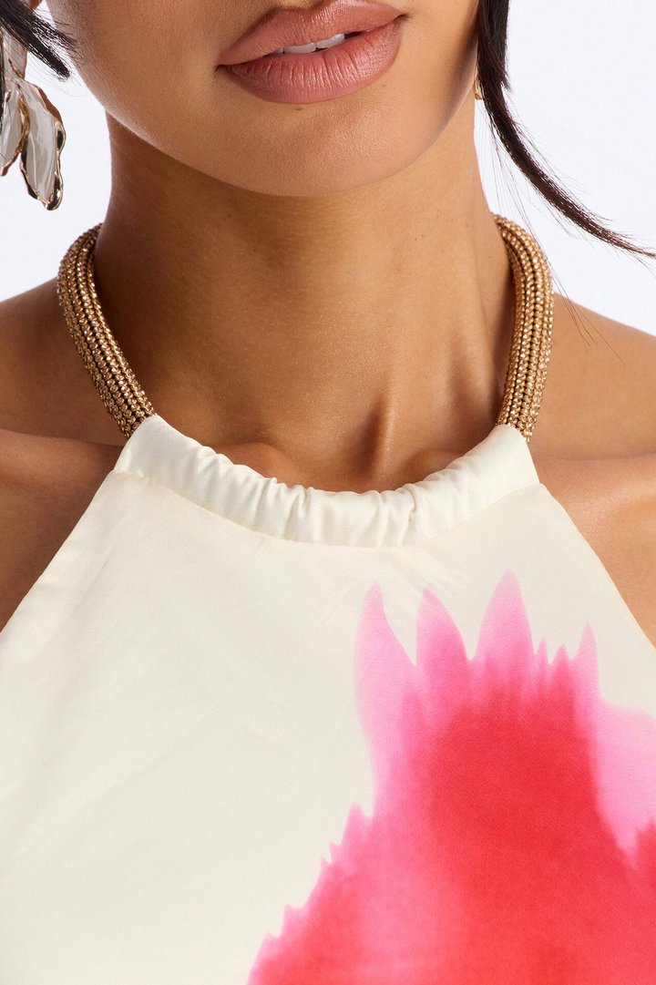 Cordelia Sleeveless Satin Maxi Dress - Cream/combo