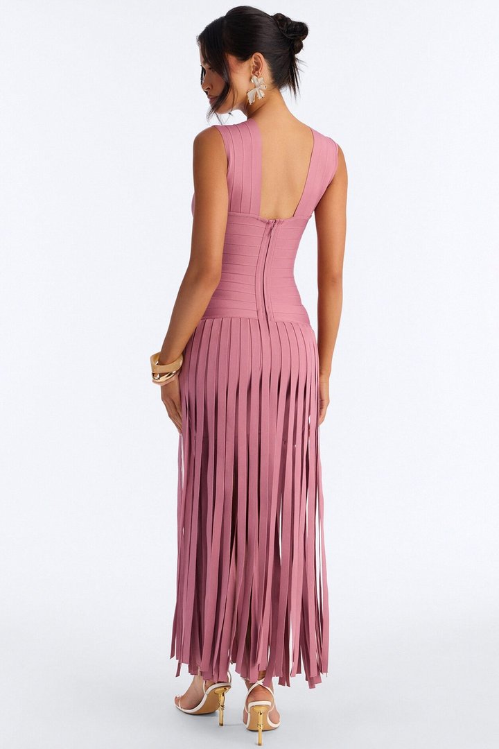 Alliana Bandage Fringe Maxi Dress - Mauve