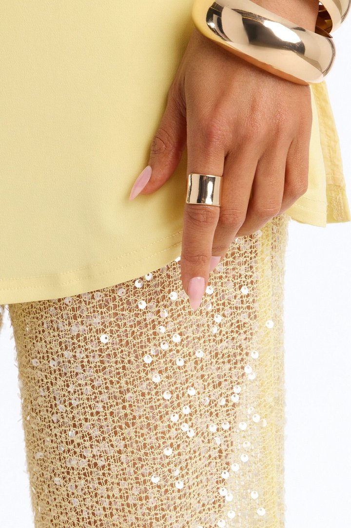 Mari Knit Sequin Jumpsuit - Yellow