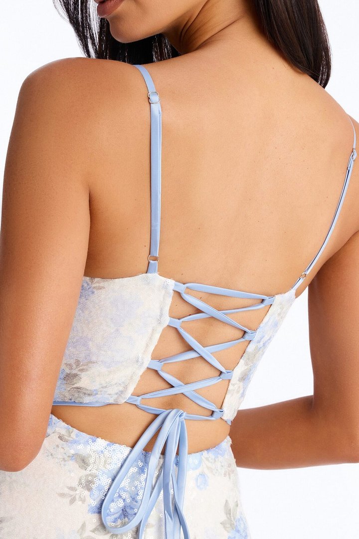 Sweet Energy Corset Sequin Gown - Blue/combo