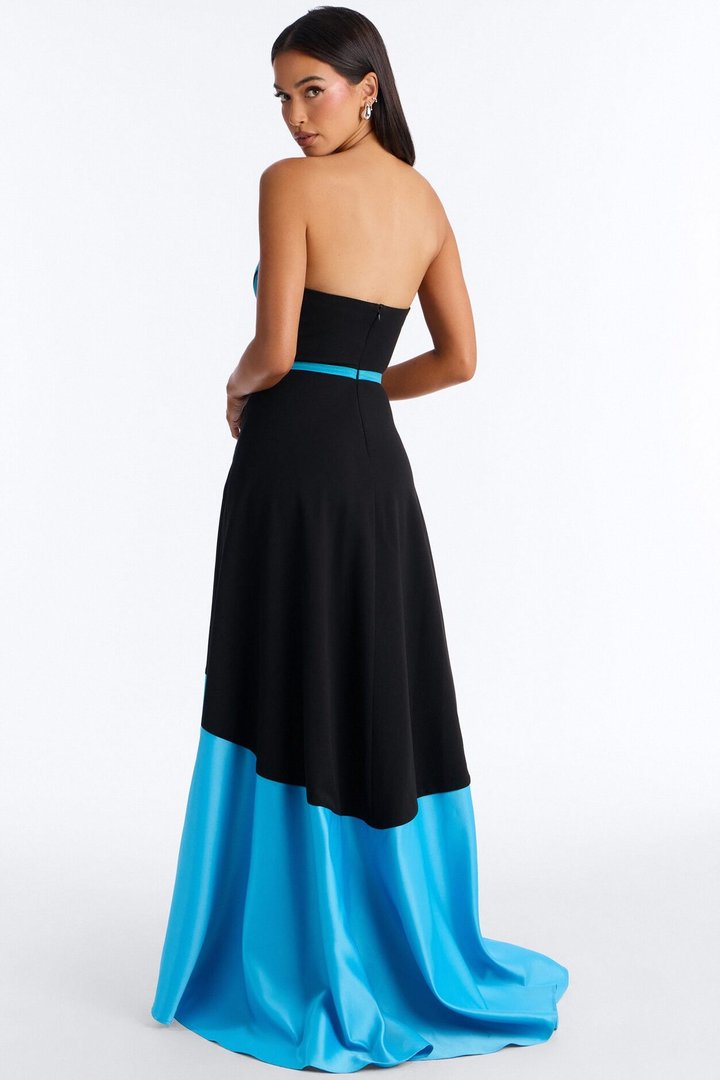 Power Play Strapless Gown - Black/Blue