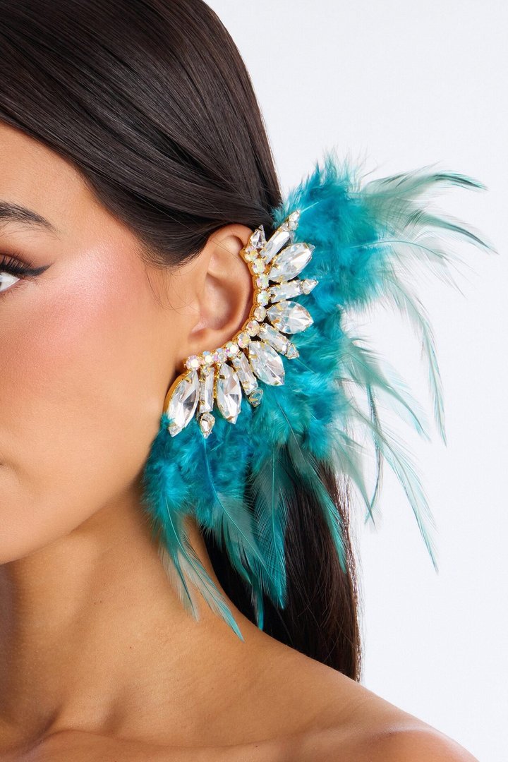 Peacock Princess Ear Cuff - Blue