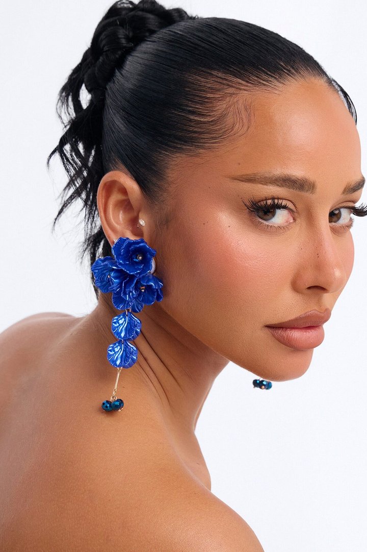 Floral Vine Earrings - Blue
