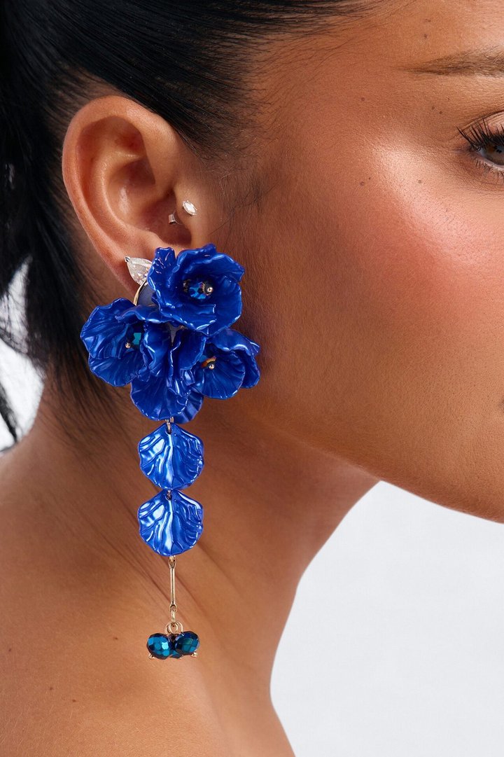 Floral Vine Earrings - Blue