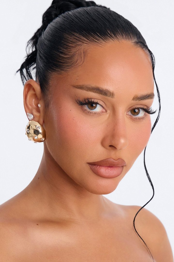 Moon Rocks Stud Earrings - Gold