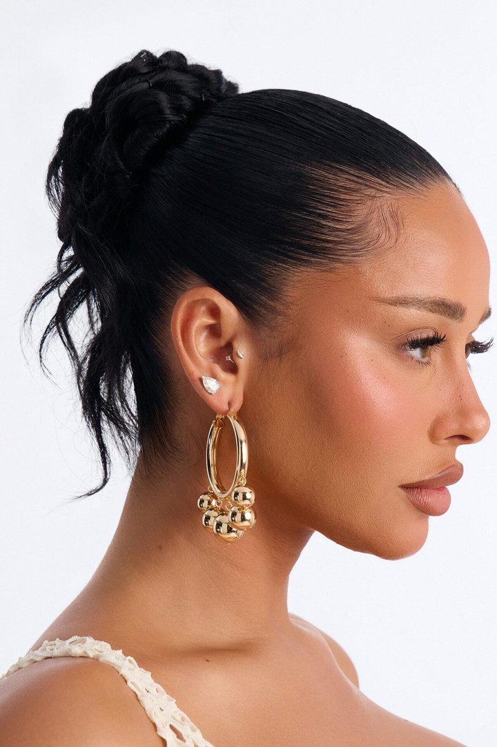 Love Yourself Hardware Hoop Earrings - Gold