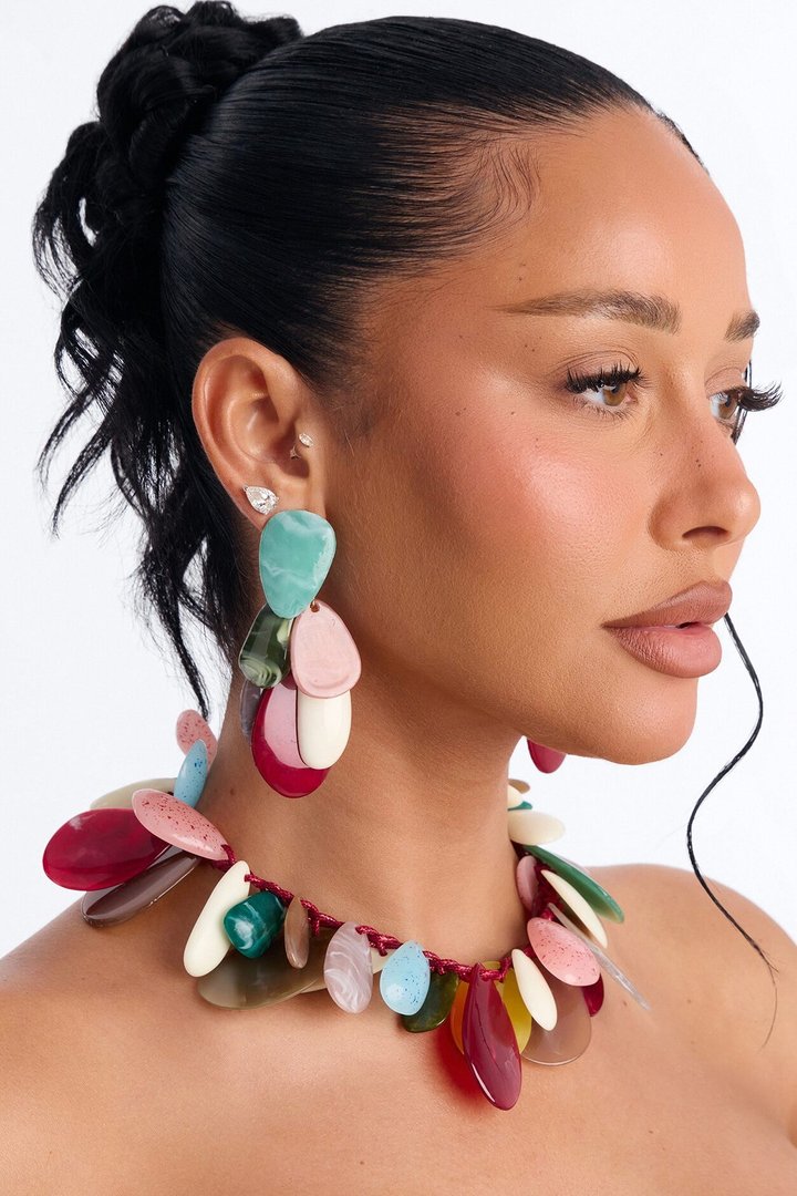 Making A Splash Necklace And Earring Set - Multi Color