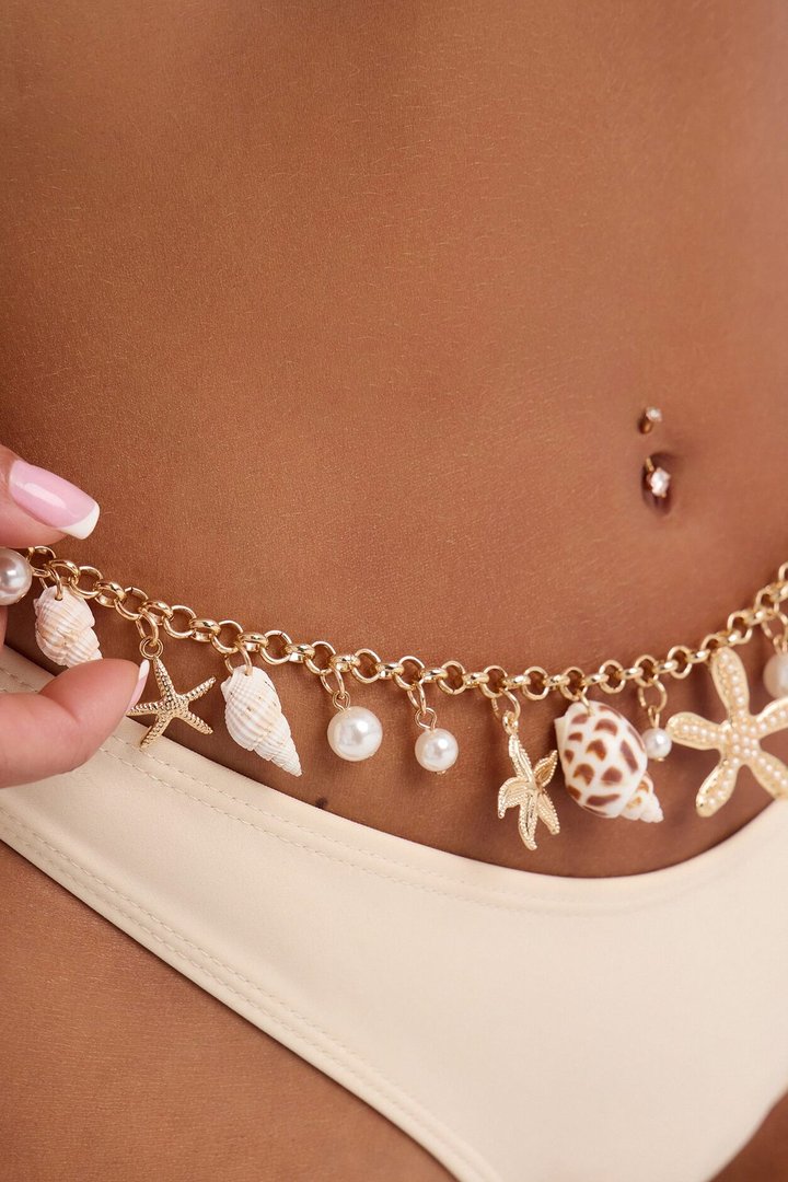 Looking At These Waves Charm Chain Belt - Gold