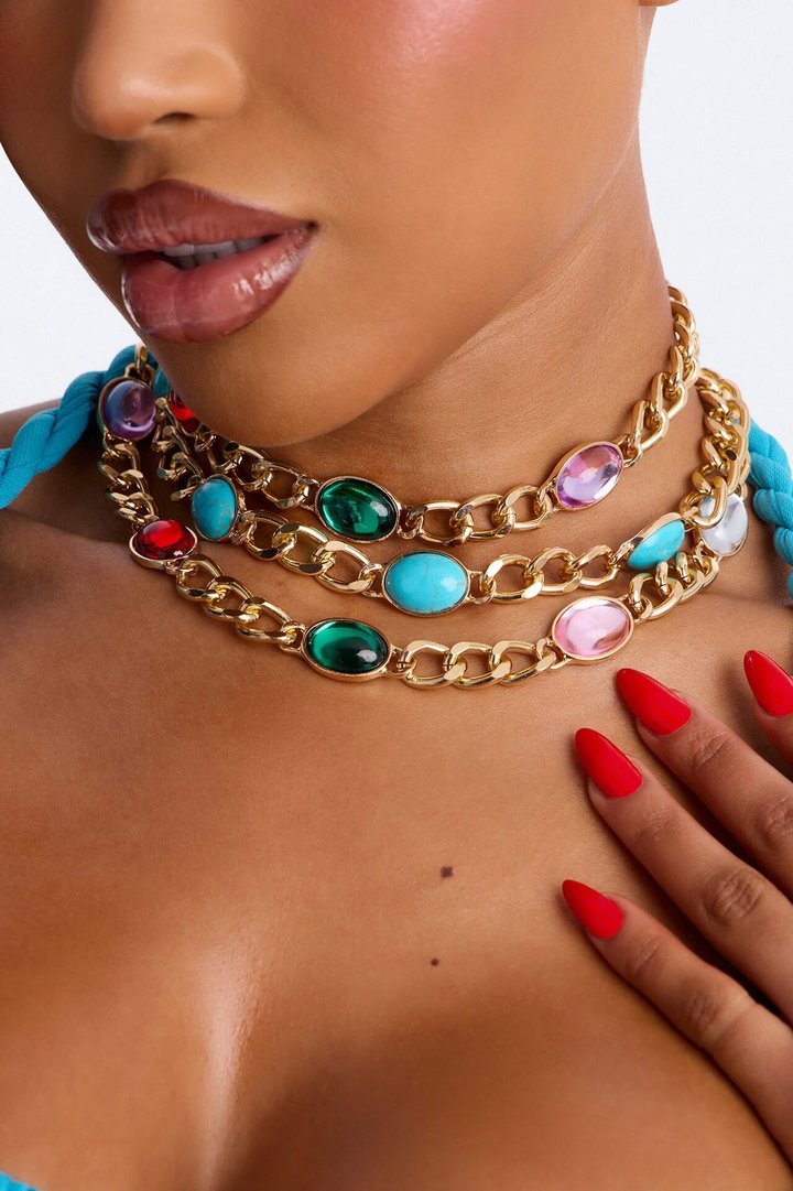 Stella Jeweled Layered Necklace - Gold/Multi