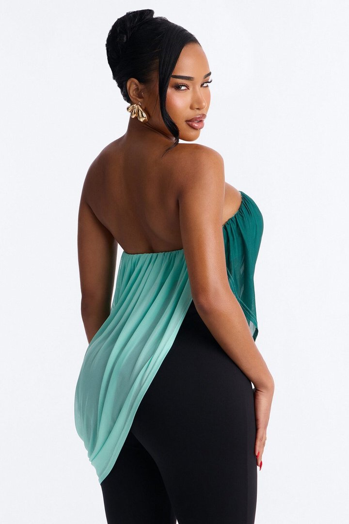Bora Bora Ombre Asymmetrical Mesh Top - Teal/combo