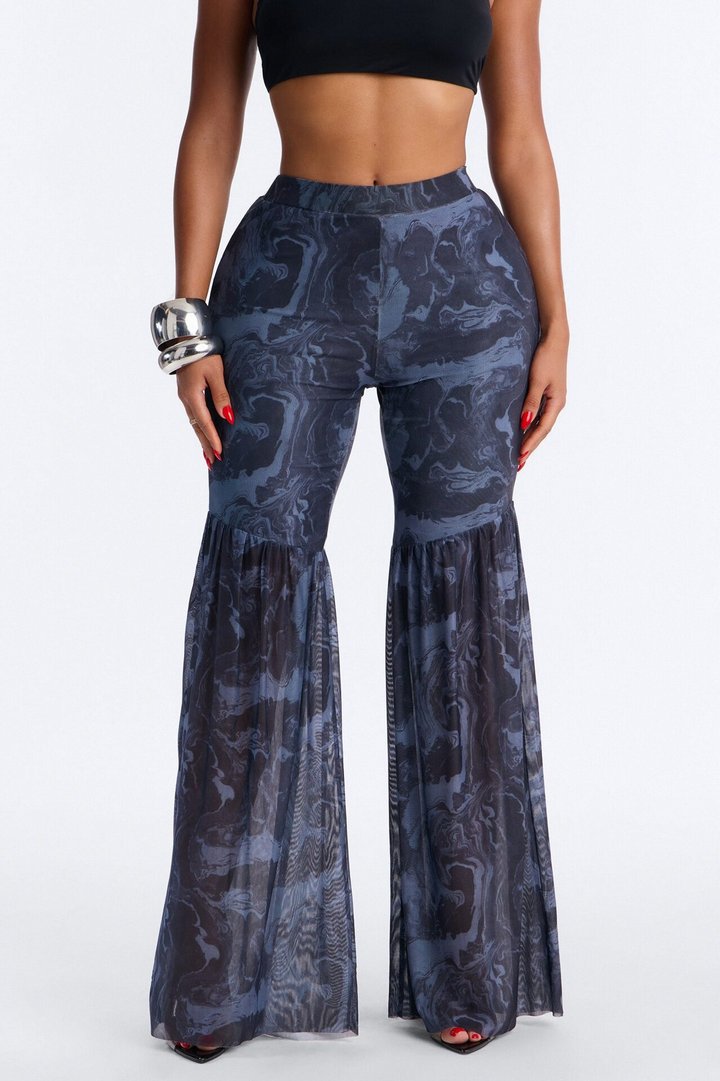 Haven High Rise Mesh Flare Pant - Black/combo
