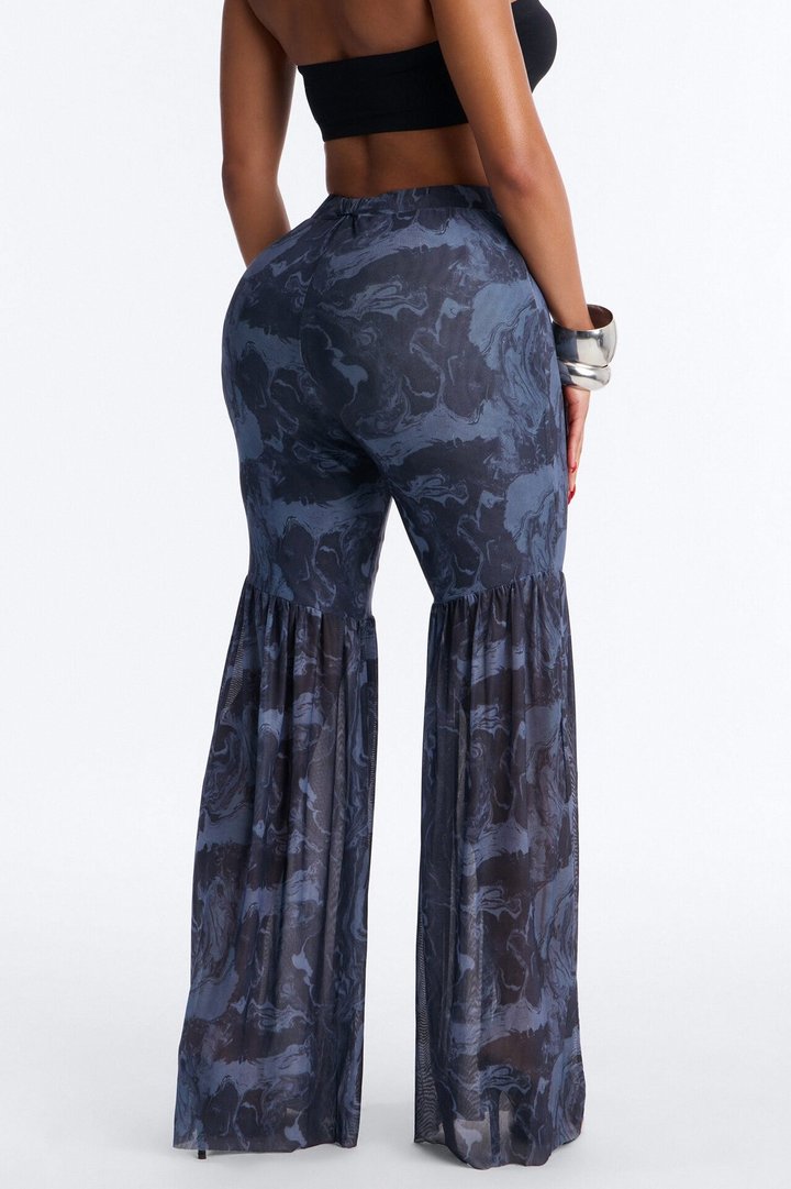 Haven High Rise Mesh Flare Pant - Black/combo