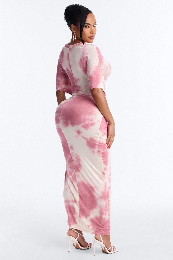 Tatum Tie Dye Maxi Dress - Pink/combo