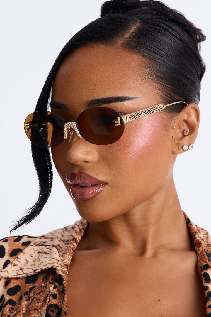 Aurora Crystal Sunglasses - Gold/Brown