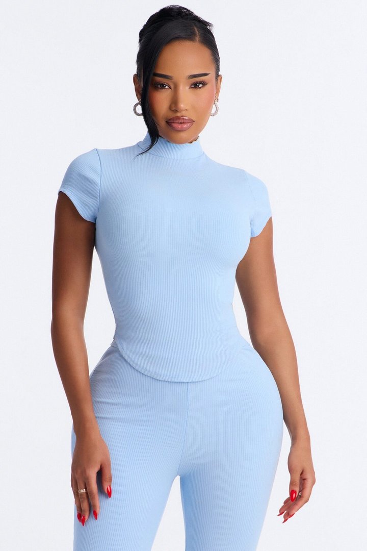 Valentina Snatched Straight Leg Pant Set - Light Blue