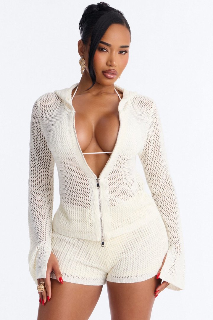 Jenna Crochet Short Set - Cream