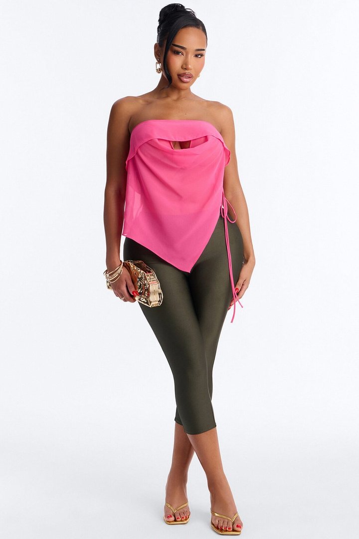 Soft Sunrise Sheer Chiffon Tube Top - Hot Pink