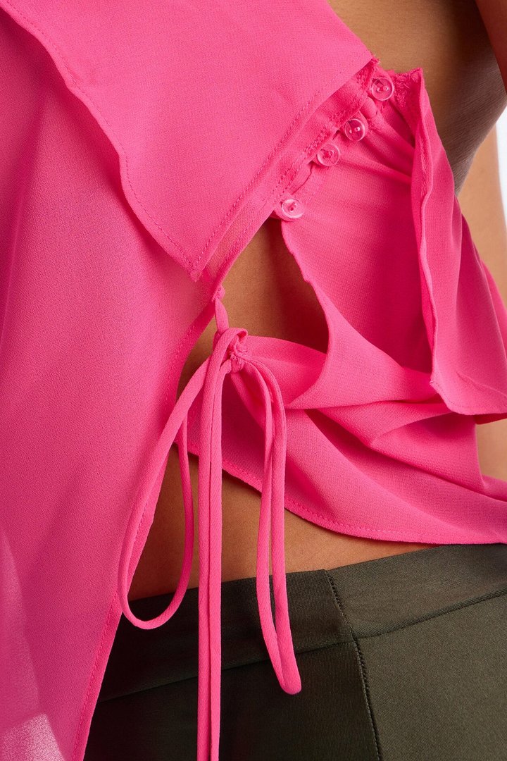 Soft Sunrise Sheer Chiffon Tube Top - Hot Pink