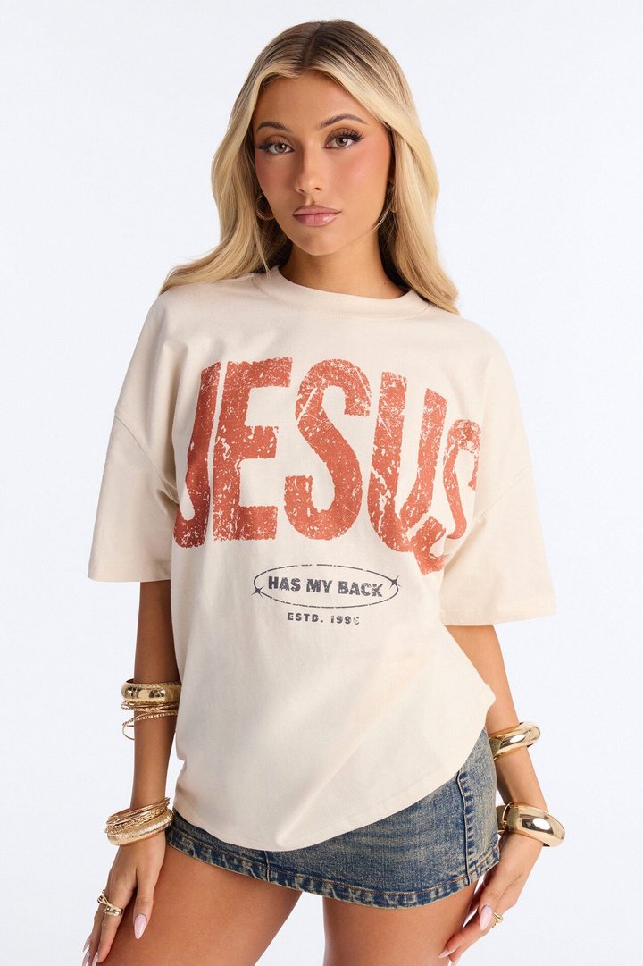 Jesus Has My Back T-Shirt - OffWhite