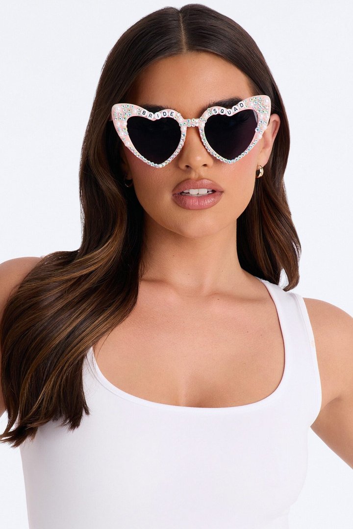 Bride Squad Heart Eye Sunglasses - Pink