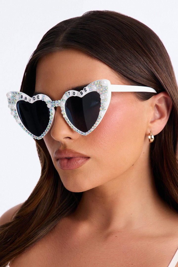 Bride To Be Heart Eye Sunglasses - White