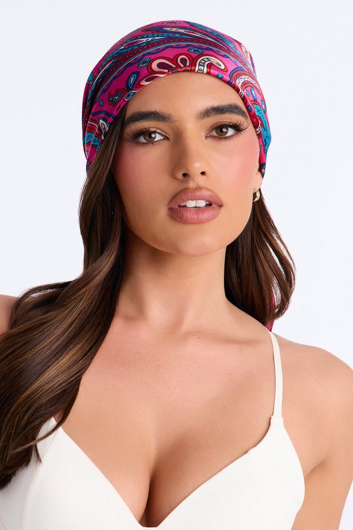Lilly Paisley Head Scarf - Fuchsia