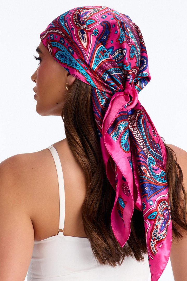 Lilly Paisley Head Scarf - Fuchsia